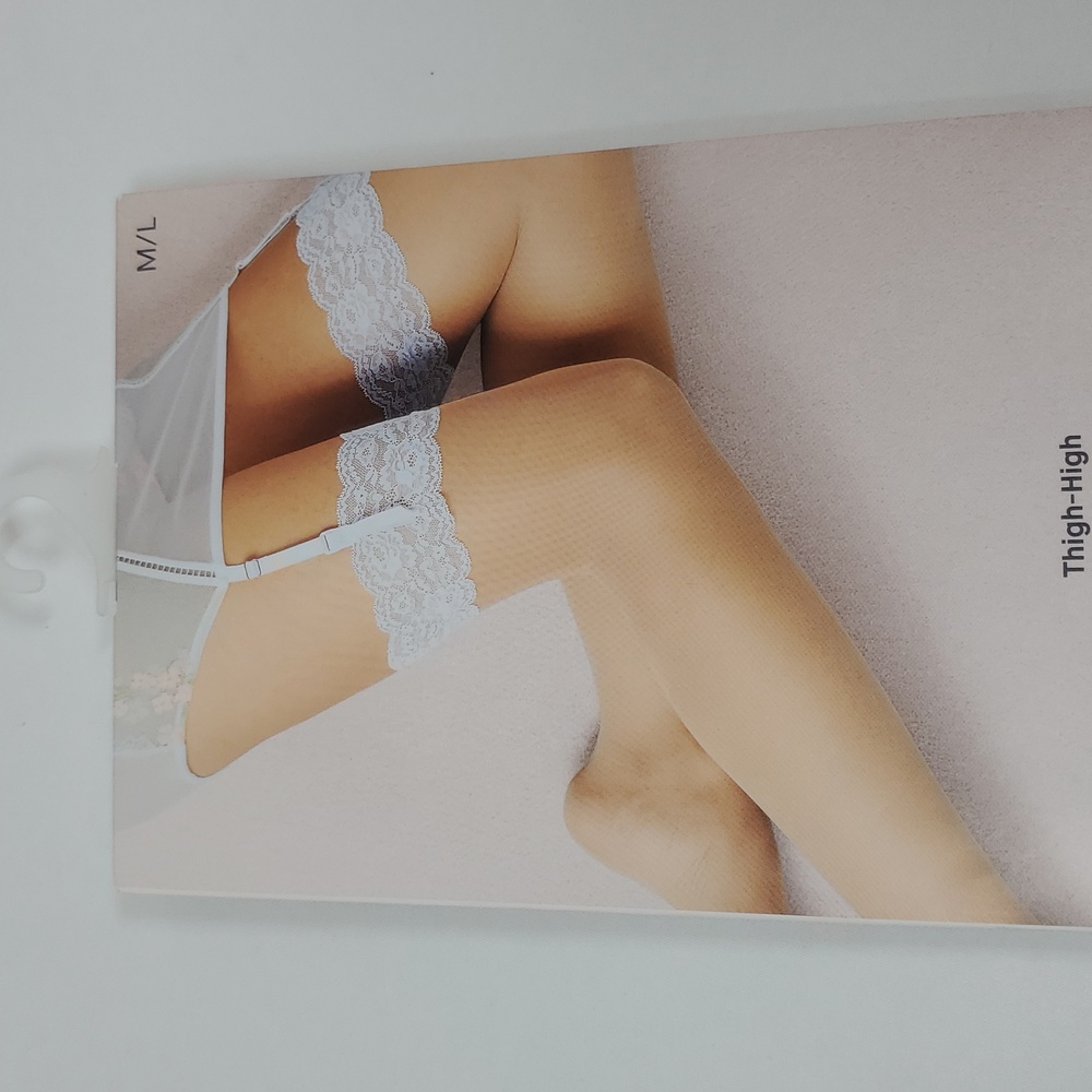 Auden Thigh-High Garter Stockibgs With Lace Trim ~ Set Of 3~ Size M/L - Picture 2 of 7